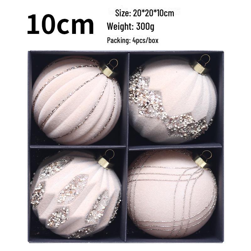 10 см елочные шары с бриллиантовым флокированием - набор из 4 шт.