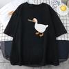 Summer Round Neck Cute Duck Pattern Printed Top Fashionable Casual Pure Cotton Short Sleeved Women's T-shirts