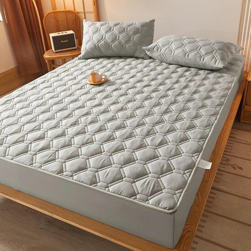 Водонепроницаемый комплект постельного белья из 3 предметов с тиснением, хлопковая простыня и наволочка, антиклещ, антибактериальный чехол для матраса