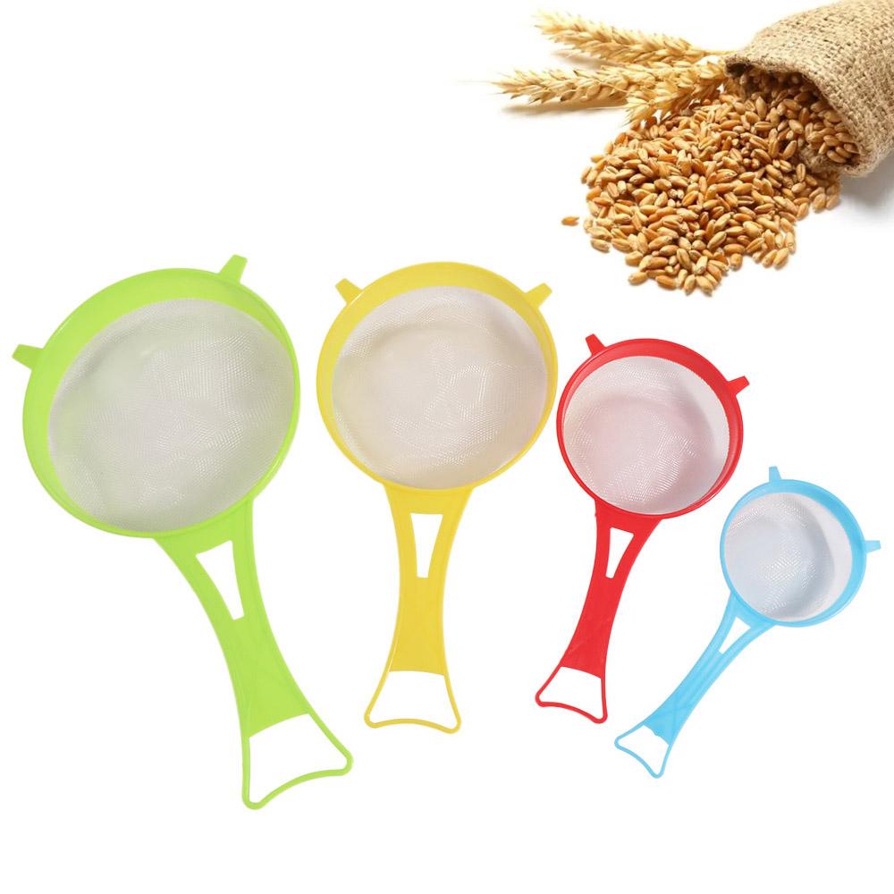 4Pcs/Set Fine Mesh Flour Sieve with Handle Colander Kitchen Tool Scoop Strainer Icing Sugar