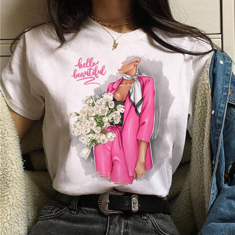 New Summer Fashion City Girls Simple T-shirt Trend Women's Fashion White Short-sleeved Women's T-shirt Harajuku