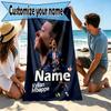 Custom Name Personalized Kylian Mbappe Print Beach Towel, for Trip Camping Beach Party Home Decor, Birthday Gift for Family & Friends