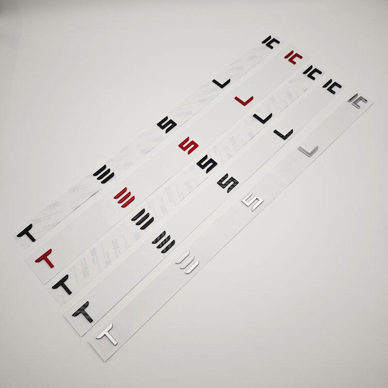 mghxj4 3D ABS Letters Tesla Logo Carbon Chrome Black Red Badge Car Rear Trunk Stickers For Tesla Model 3 Y X S Back Decals Accessories