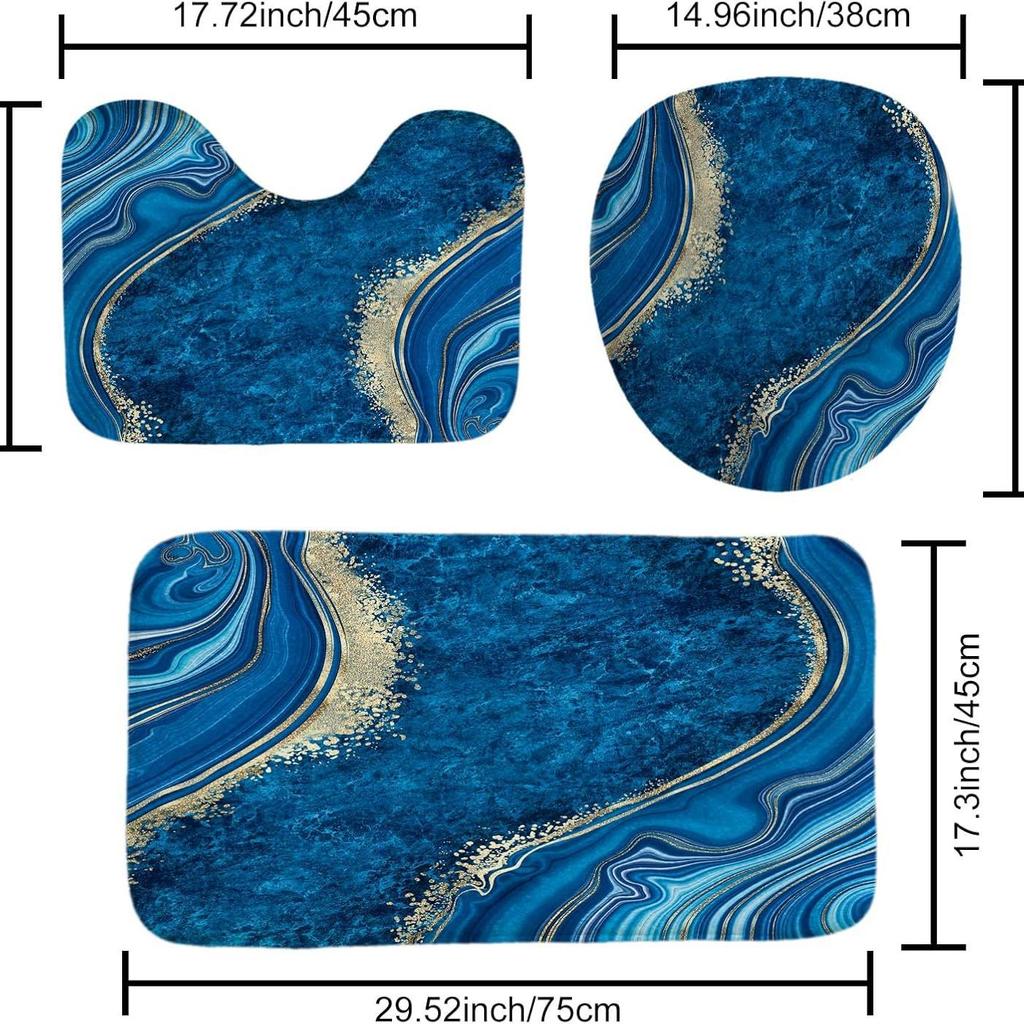 Ванная комната Мраморный узор Абстрактное искусство Четыре предмета Туалет Три предмета Занавеска для душа