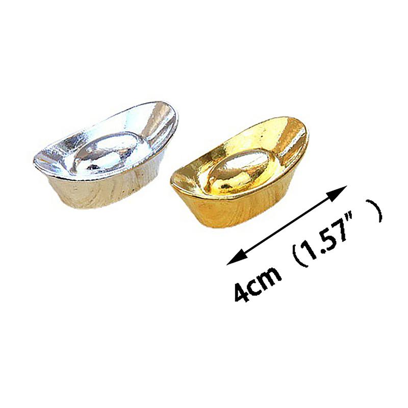 5Pcs Ingot Gold Chinese Yuan Bao Wealth Golden Statue Ingots Decor Ornament Decorative Year Bar Lucky Money Prosperity Figur