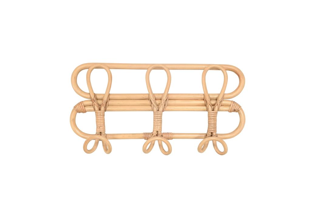Hikari Furniture ANYAM Wall Hanger Rattan Triple Hook Natural Lightweight Decorative