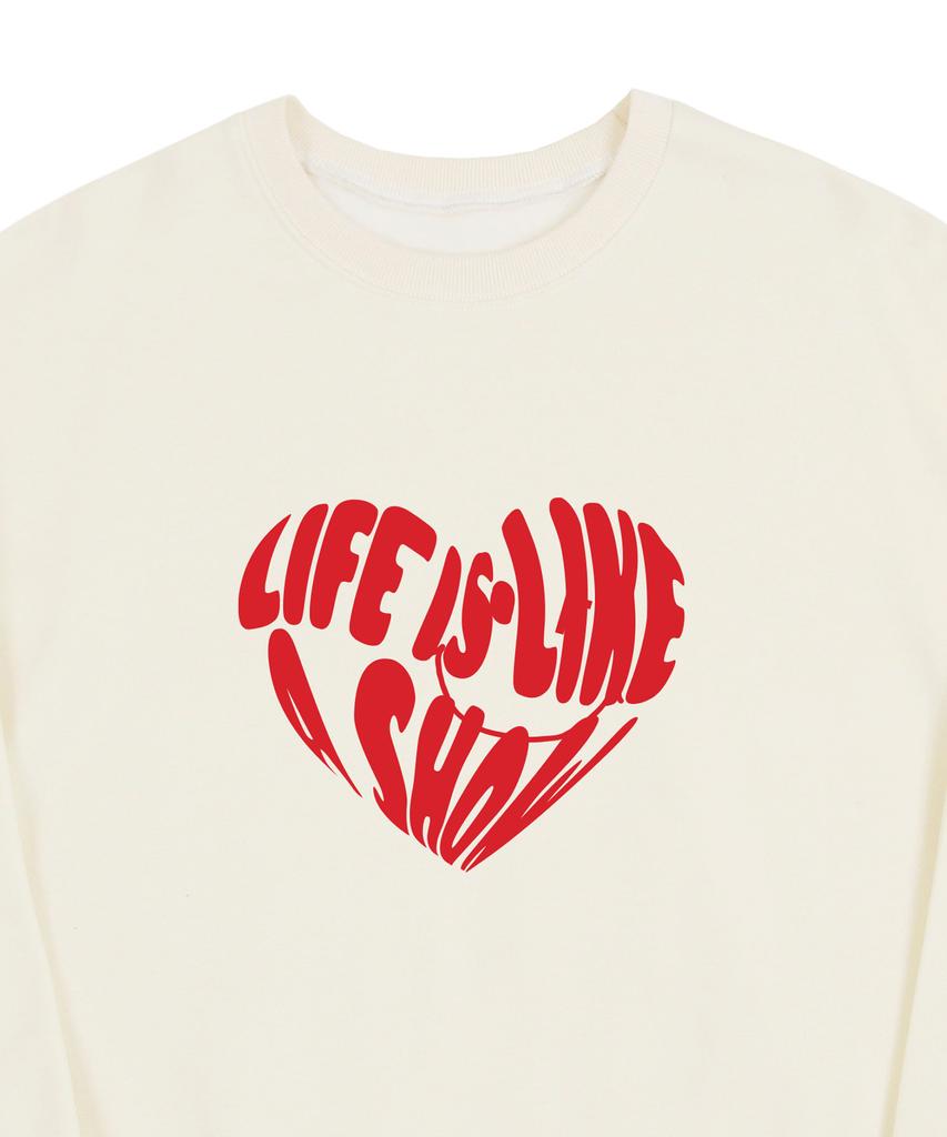GRAVER [Unisex] Big Life Logo Heart Smile Sweatshirt_Cream