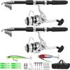 Fishing Set with Two Carbon Fiber Telescopic Spinning and Fishing Ideal for Includes Storage for Sea River Ice Rock and Pier Fishing 2.1m Rods, Reel,