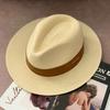 Panama Straw Hat Unisex Top Hat Fedora Hat Big Head Size Sunshade Adjustable Elegant Gentleman Versatile Style
