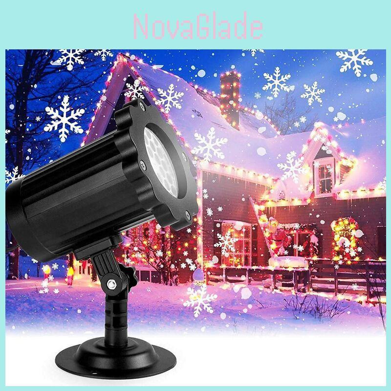 Потрясающая светодиодная лампа-проектор с движущимися снежинками для улицы для праздничного декора