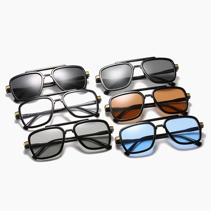 Солнцезащитные очки Солнцезащитные очки Популярные мужские очки Iron Man для женщин Квадратные очки Горячая Распродажа Новые высококачественные фирменные дизайнерские аксессуары Double Beam Unisex