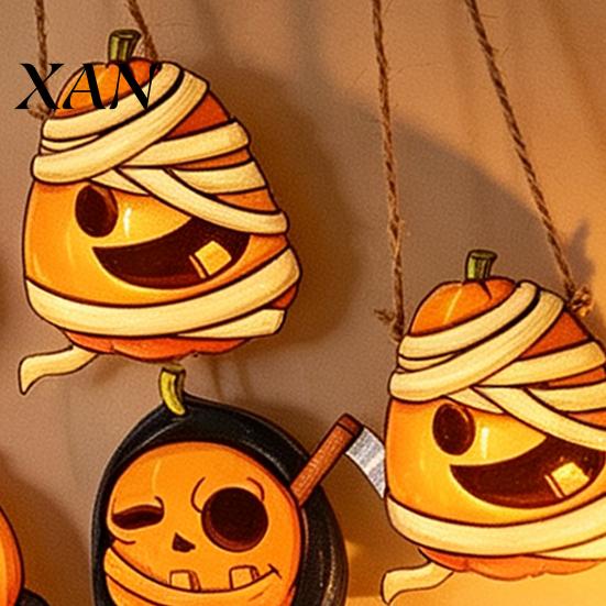 Ghost Mummy Black Cat Decor 12/24/36Pcs Halloween Wooden Pumpkin Hanging Ornaments, Cartoon Cute Pendant Pirate Wood Tags, Party Window Door Tree Home
