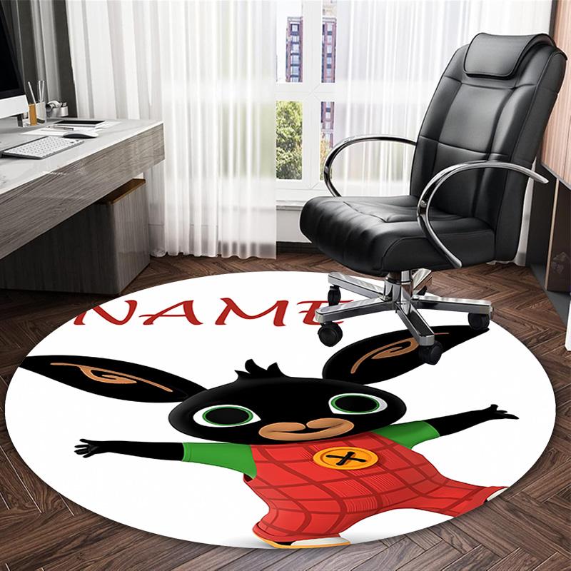 Customizable B-Bing Bunny3 Round Non-Slip Carpet - Ideal for Garden, Picnic, Office, Perfect for Decoration, Suitable For All Seasons