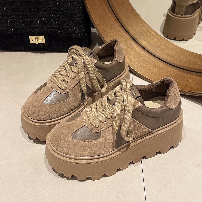 Aphixta Женские Повседневные Кроссовки Ботинки Обувь Женская Шнуровка Платформа Увеличение Роста Современные Ботинки Массивная Подошва Хаки Ботильоны