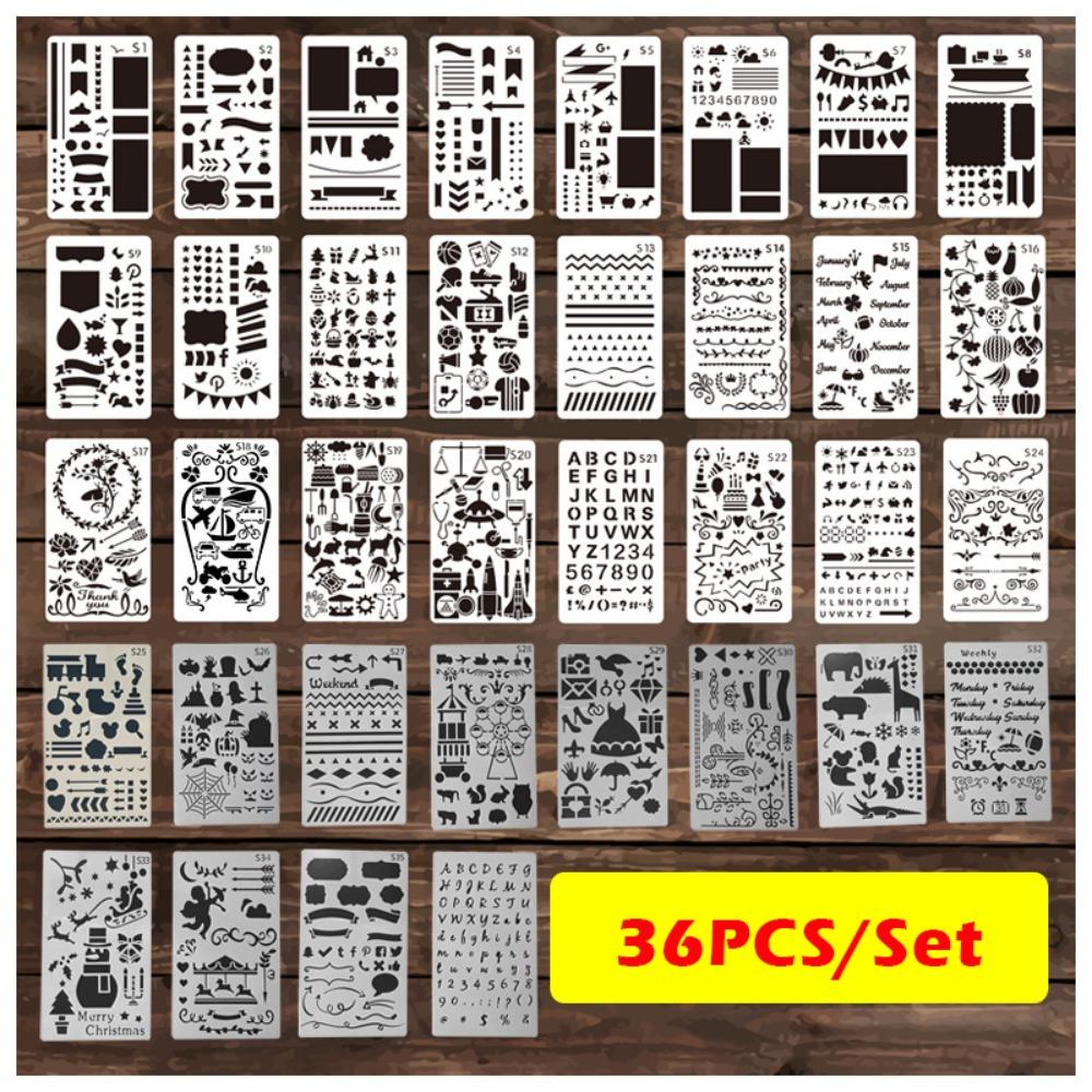 3pcs Simple Dot Grid Design Handmade Flexible Record Template DIY Scrapbook Journal Rectangle Stencil Ruler Set Stencil Ruler