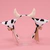 Faux Fur Animal Headbands Furry Cow Ears Headwear Tail Set Kawaii Hair Hoop for Halloween Cosplay Party Supplies