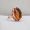 Huge Oval Cut Olive Golden Topaz 925 Sterling Silver Rose Gold Ovelray Ring Jewelry, Unique Statement Wedding Gift Ring