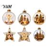 Acrylic Festive Ornaments Lighted Christmas Star for Holiday Tree Decoration, Shatterproof Hanging Decor Winter Festival Party Favors with Snowman