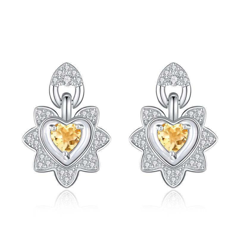 925 Sterling Silver 5mm Heart-shaped Stud Earrings Inlaid Natural Crystal Minimalist Daily Wear Hypoallergenic Jewelry for Women