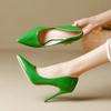 High Heels Women's Thin Heels Early Spring New Green Color Professional Pointed Design Sense Niche Temperament Celebrity Nude