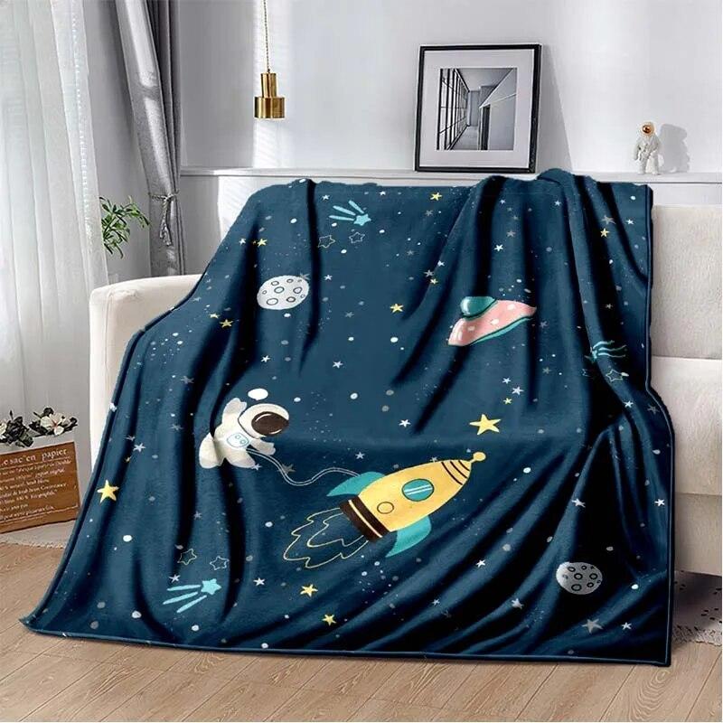 Фланелевое одеяло с 3D принтом космических животных, универсальное праздничное подарочное одеяло, теплые и мягкие одеяла на все сезоны