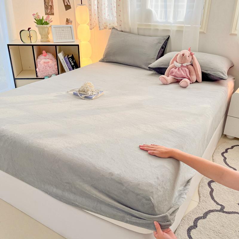 Velvet Fitted Sheet Solid Color Bedsheet Soft Bed Cover Queen Size Bed Linen Home Sheet Couvre Lit (No Pillowcasae)