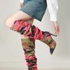 lenkisen Fabric Camouflage Pattern Autumn Winter Shoes Super Thin High Heels Pleated Boots European Keep Warm Over-the-knee Boots