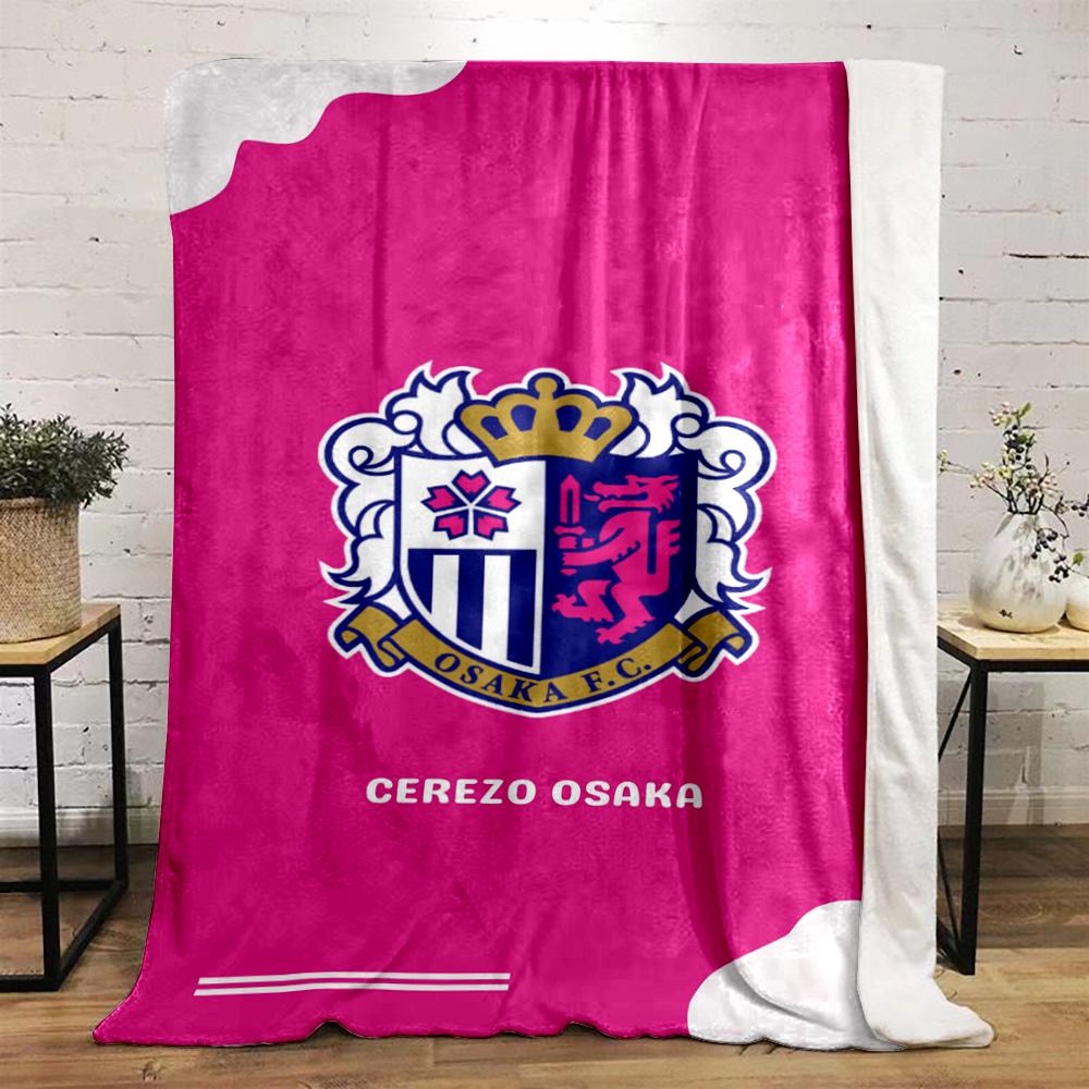 Cerezo Osaka Team Crest printed Flannel blanket for bedroom, living room, sofa, and nap