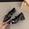 Fashion Fashion Womens Shoes Sexy Pointed Toe French Single Shoe New Leather Banquet Party Shoes for Women Mary Jane Shoes Zapatos Mujer