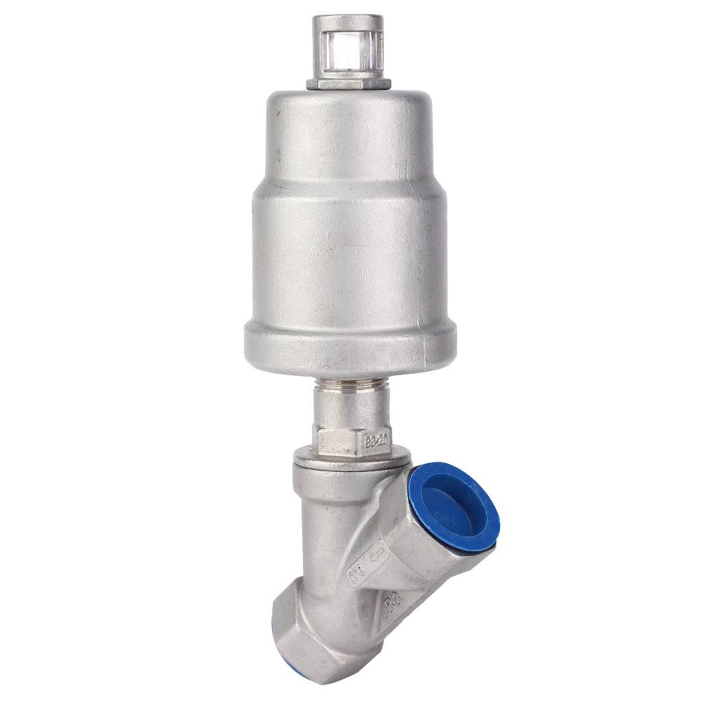 Angle Seat Valve Actuated Female Thread Stainless Steel Pneumatic Steam Valve