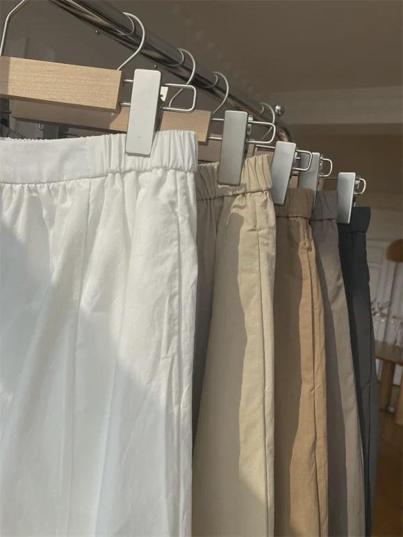 Новое поступление: Женская юбка А-силуэта с высокой талией из выстиранного хлопка - Свободная, повседневная, универсальная, в японском стиле, для весны и лета