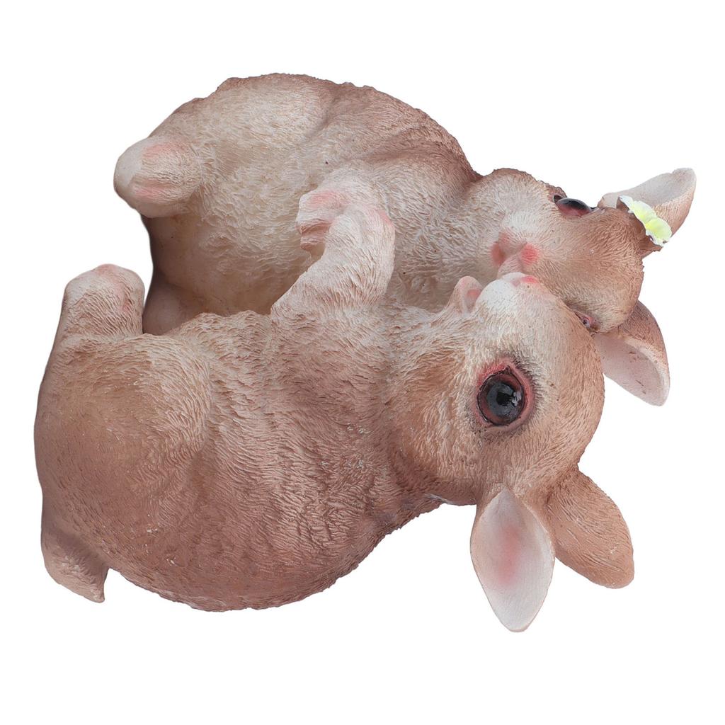 Garden Bunny Statues Resin Crafts Decorations Potted Landscaping Sculpture Animal Models for Lawn Garden