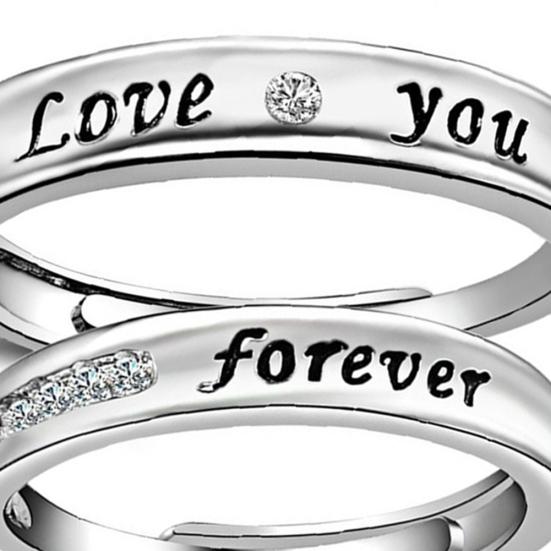 Love You Forever со стразами для влюбленных, пара обещаний, набор колец на палец, подарок для ювелирных изделий