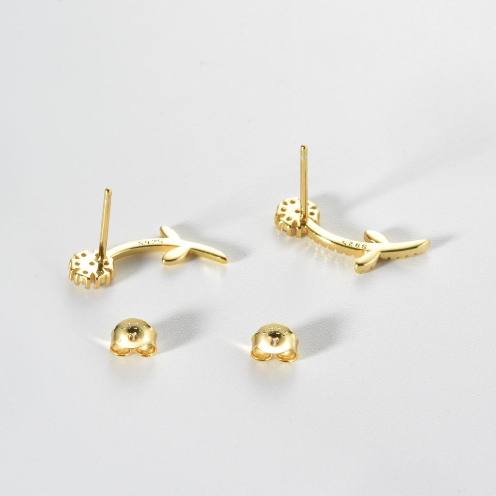 ANDYWEN Серьги-гвоздики из стерлингового серебра 925 пробы с золотым цветком и цирконием CZ, прозрачные розовые, красные, синие Pendientes, женские ювелирные зажимы