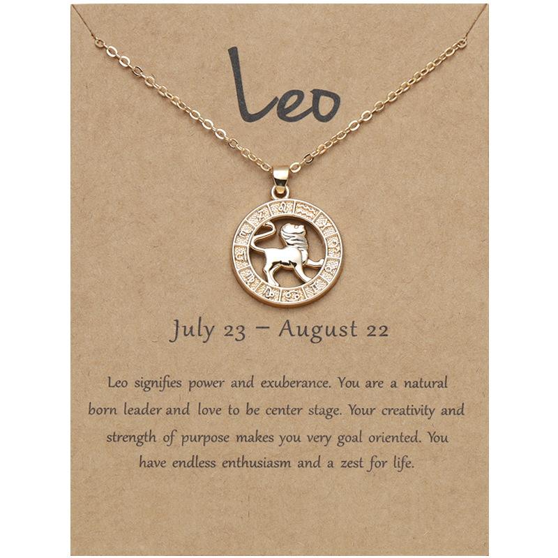 12 Zodiac Signs 3D Image Pendant Necklace Ins In Stock Zodiac Card Collarbone Chain