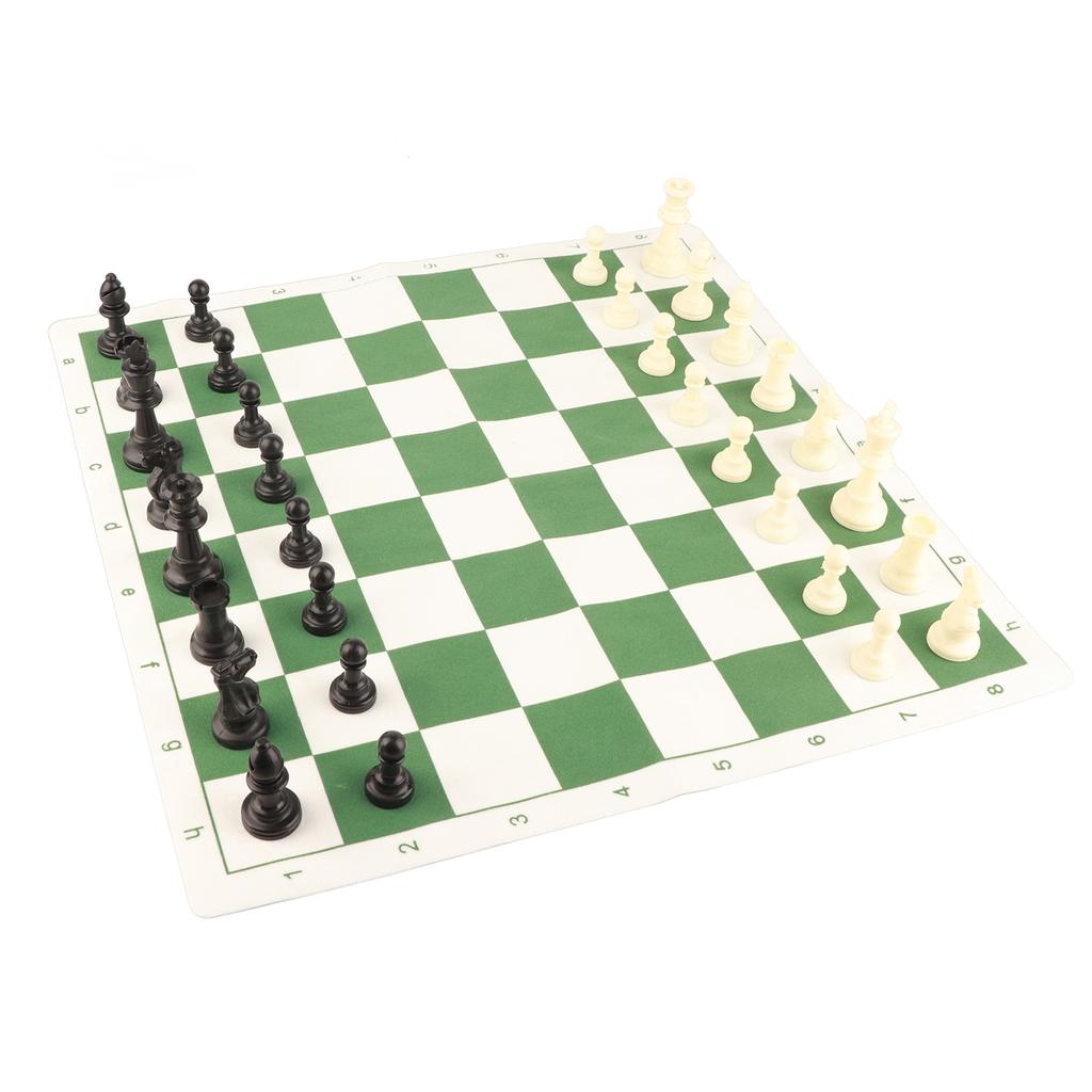 Chess Set Plastic Chess Board Set Desktop Artificial Leisure Game with Leather Checkerboard for Party Camping Relaxing