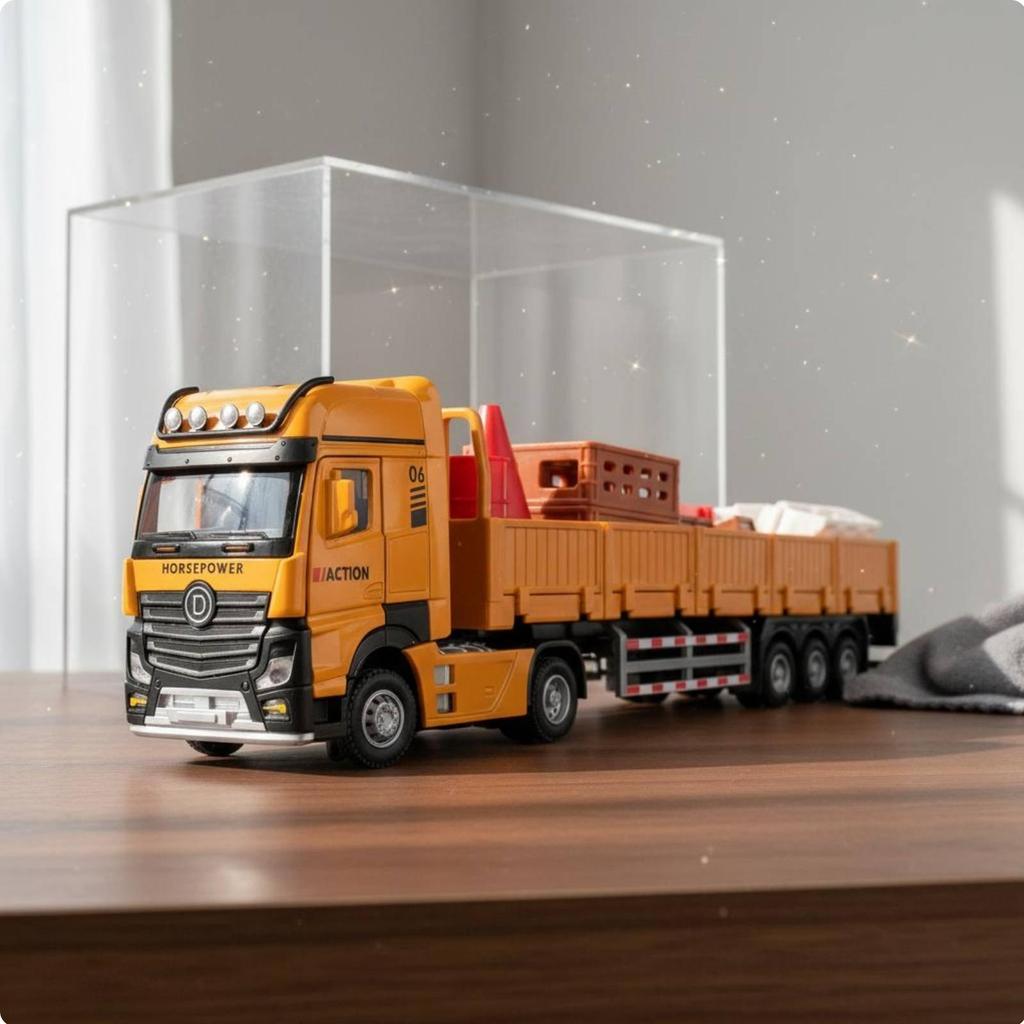 1:32 Scale Flatbed Truck Pull-Back Function Tractor Hauling Unit Model