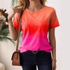 Модные удобные женские летние повседневные футболки с короткими рукавами и круглым вырезом с градиентным принтом