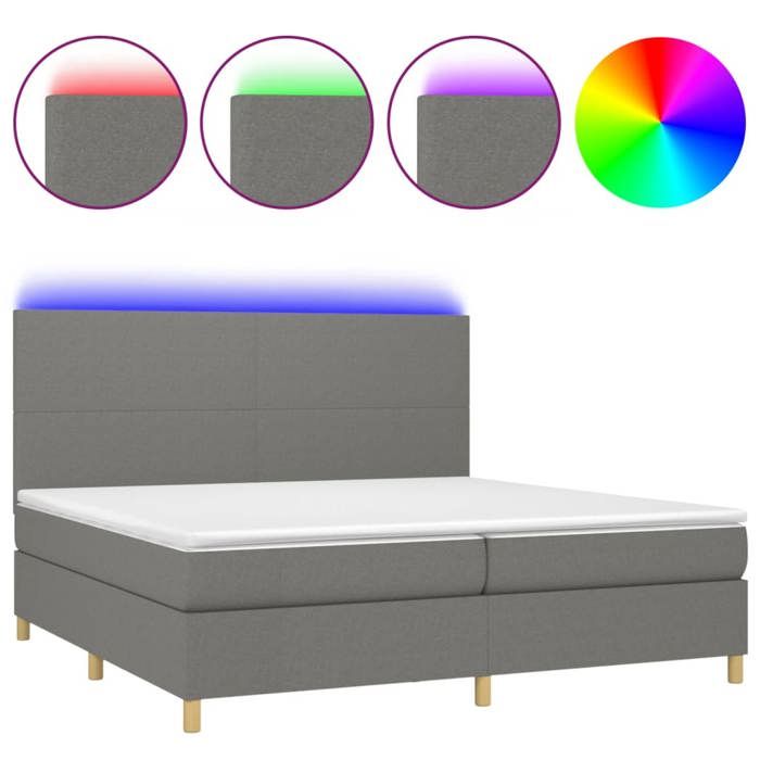 Maison Exclusive - Sommier à lattes de lit et matelas et LED Gris foncé 200x200 cm