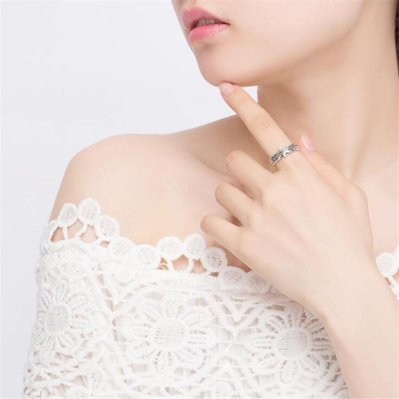 New Arrival Domineering Personality Cute Animal 925 Sterling Silver Jewelry Retro Eagle Geometric Flower Opening Rings R088