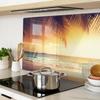 Glass Kitchen Cutting Board with Tropical Beach Graphic 80x52 cm