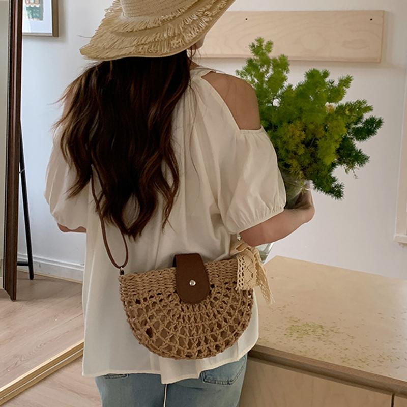 Летние ротанговые сумки женские седло соломенная сумка через плечо ручной работы плетеная сумка кроссбоди дамские сумочки богемный дорожный клатч пляжная сумка