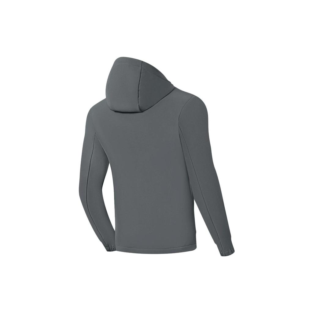 Li-Ning Серия Fitness, однотонная, с принтом логотипа, на молнии, с капюшоном, спортивная ветровка, мужская верхняя одежда, серая AFDSA01-2
