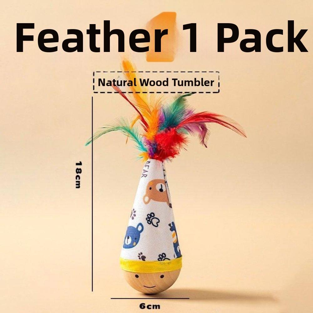 Wear-Resistant Cat Tumbler Wobbler Cartoon Pattern Wobble Ball Interactive Cat Toy for Kitten Play