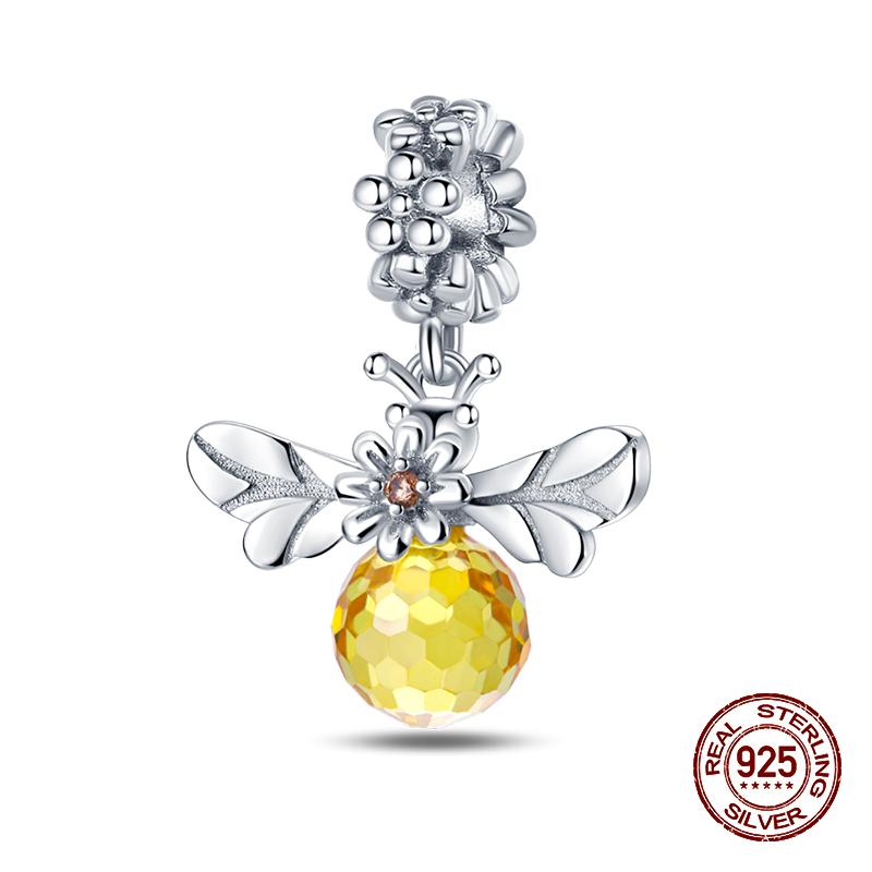 100% Стерлингового Серебра 925 Пчелы Бабочка Ежик Рыба Подвески Бусины Подходит Оригинальные Браслеты 925 DIY Ювелирные Изделия Подарки На День Рождения