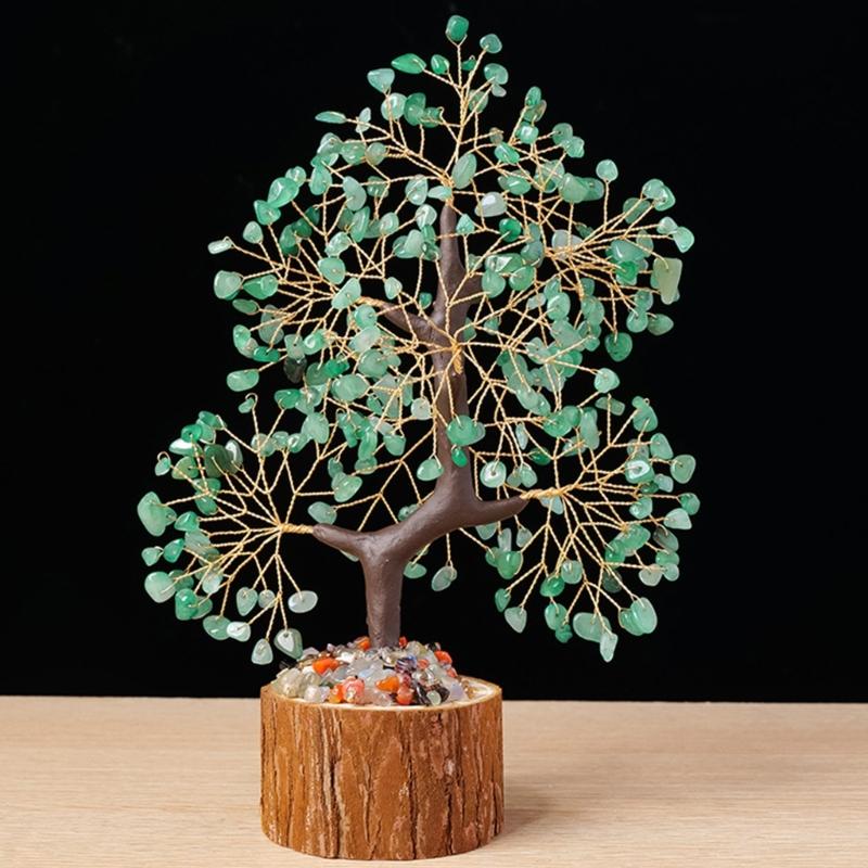 Crystal Tree Figurine Home Desktop Decors Lucky Ornament Handmade Bonsais Money Tree for Fengshui Enthusiasts Decoration