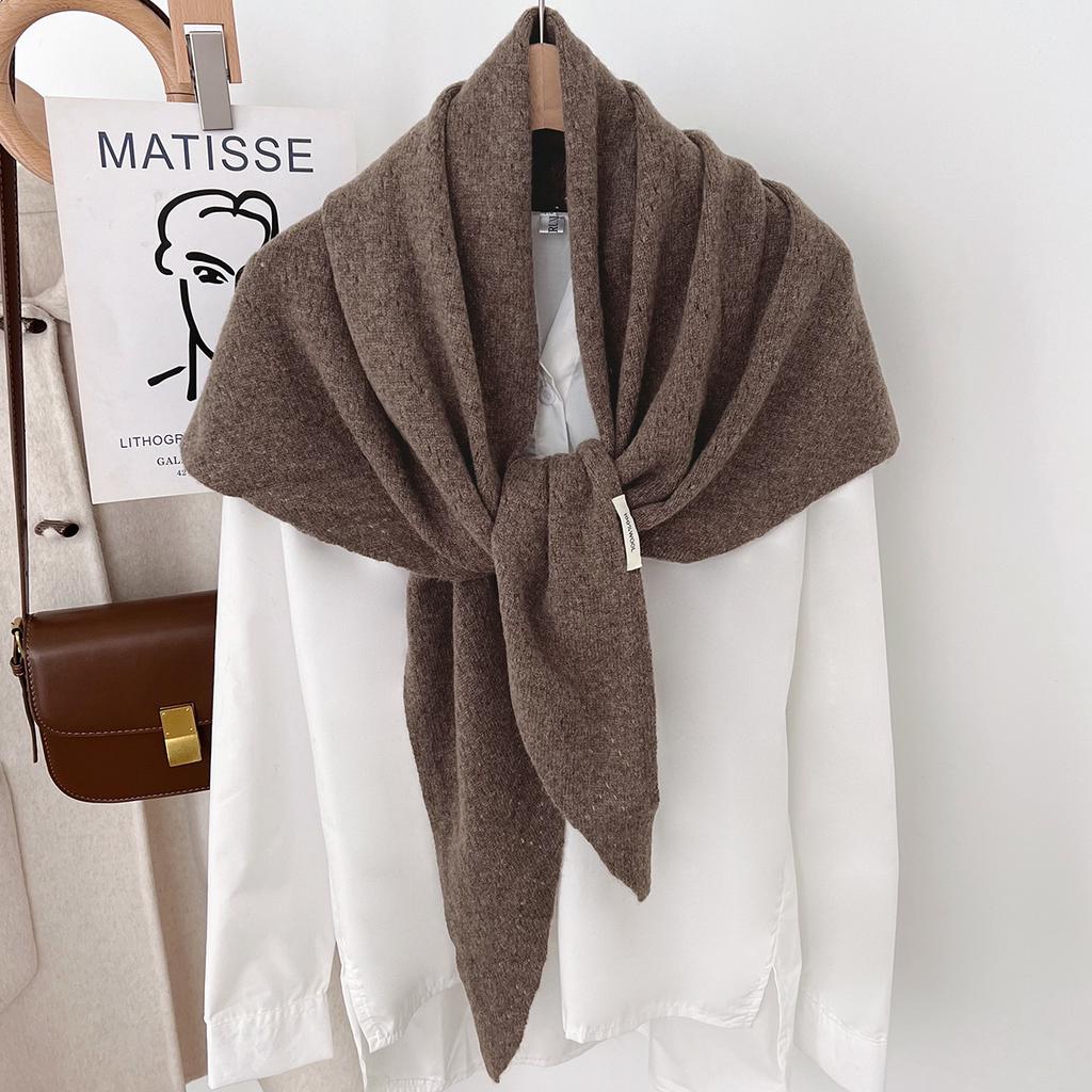 100% Шерсть Мода Большой Размер Женские Шали Треугольный Шарф Зимняя Накидка Утолщенная Теплая Шейная Косынка Роскошные Обмотки Буфанда