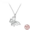 S925 Sterling Silver Double Butterfly Pendant Necklace for Women Platinum Plated Delicate Fine Jewelry Birthday Gift