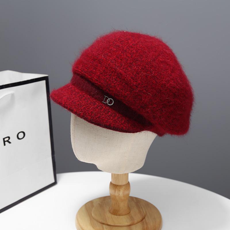 Mom hat female autumn and winter ear protection cold knitted hat in the elderly thickened grandma fashion foreign rabbit wool hat