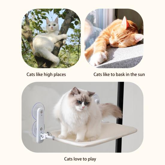 Складной гамак для кошек, дышащий сетчатый тканевый чехол, беспроводная кровать для кошек с 4 присосками, беспроводная стальная рама, оконный насест для принятия солнечных ванн в помещении